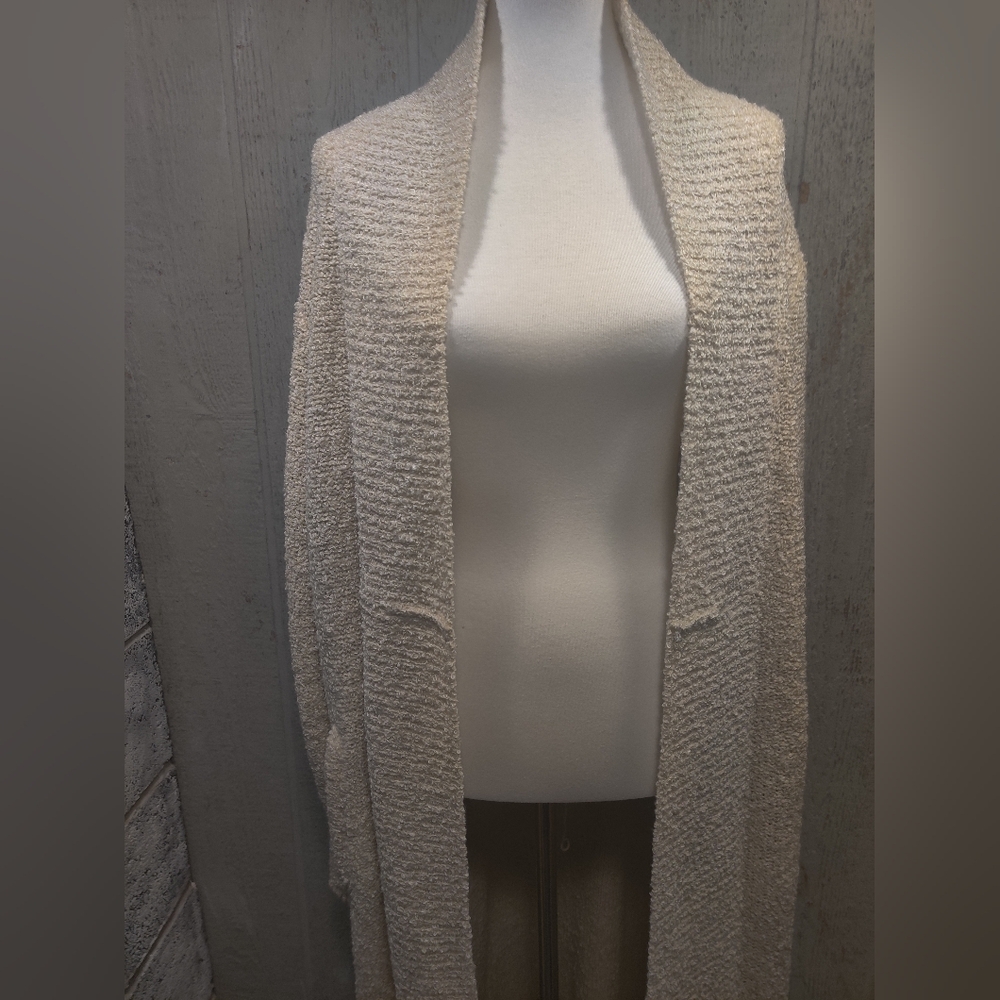 Vintage SIDEFFECTS Cream Off-white Fuzzy Knit Duster Sweater Womens L Large - Picture 11 of 13